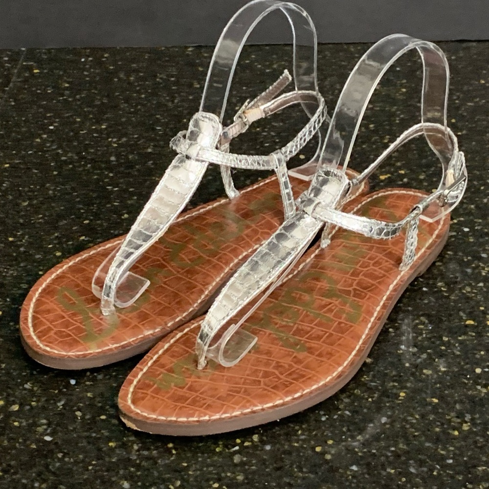 Sam Edelman Gigi Silver Metallic Sandals. 9M